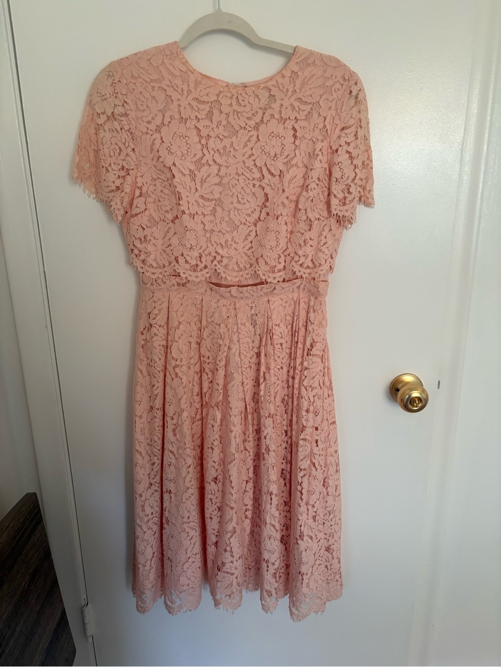 ASOS Blush Pink Lace Midi Dress